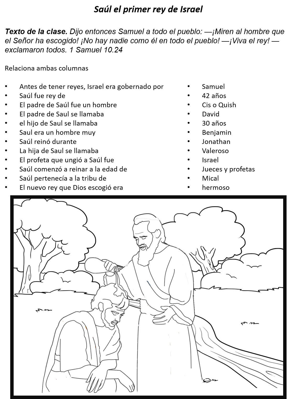 Estudio bíblico para niños Saúl el primer rey de Israel Mar de Vida Abundante