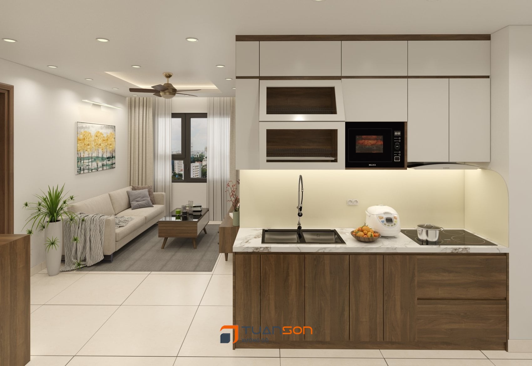 Thiết kế nội thất căn hộ 2 phòng ngủ (54m2) IEC Thanh Trì Thiết kế nội thất căn hộ 2 phòng ngủ (54m2) IEC Thanh Trì
