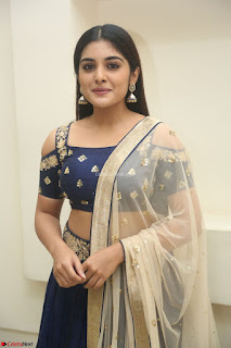 Niveda Thomas in Lovely Blue Cold Shoulder Ghagra Choli Transparent Chunni ~  Exclusive Celebrities Galleries 020
