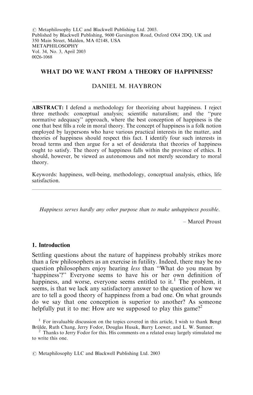 a research paper on happiness