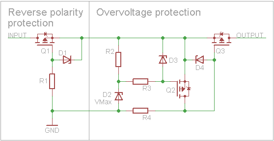 kaktus circuits: Reverse polarity and overvoltage protection
