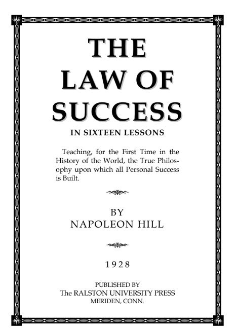 The Law Of Success, Free download book