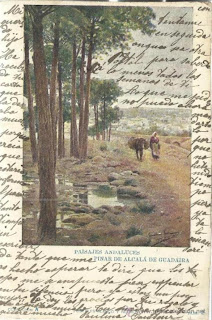 Postal "Pinar de Alcala" circulada en 1902