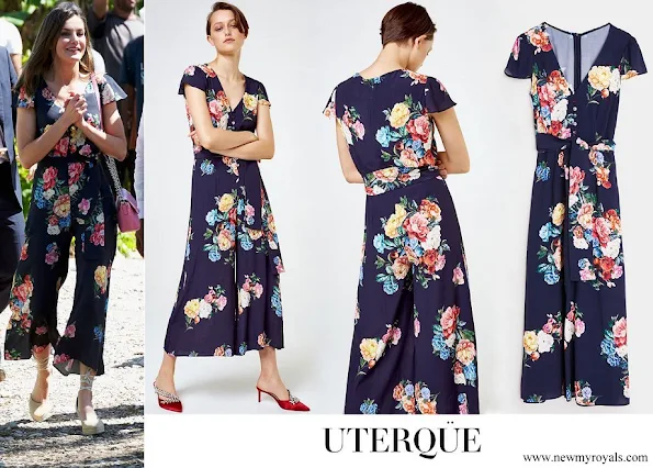 Queen Letizia wore a chic floral printed jumpsuit by Uterque