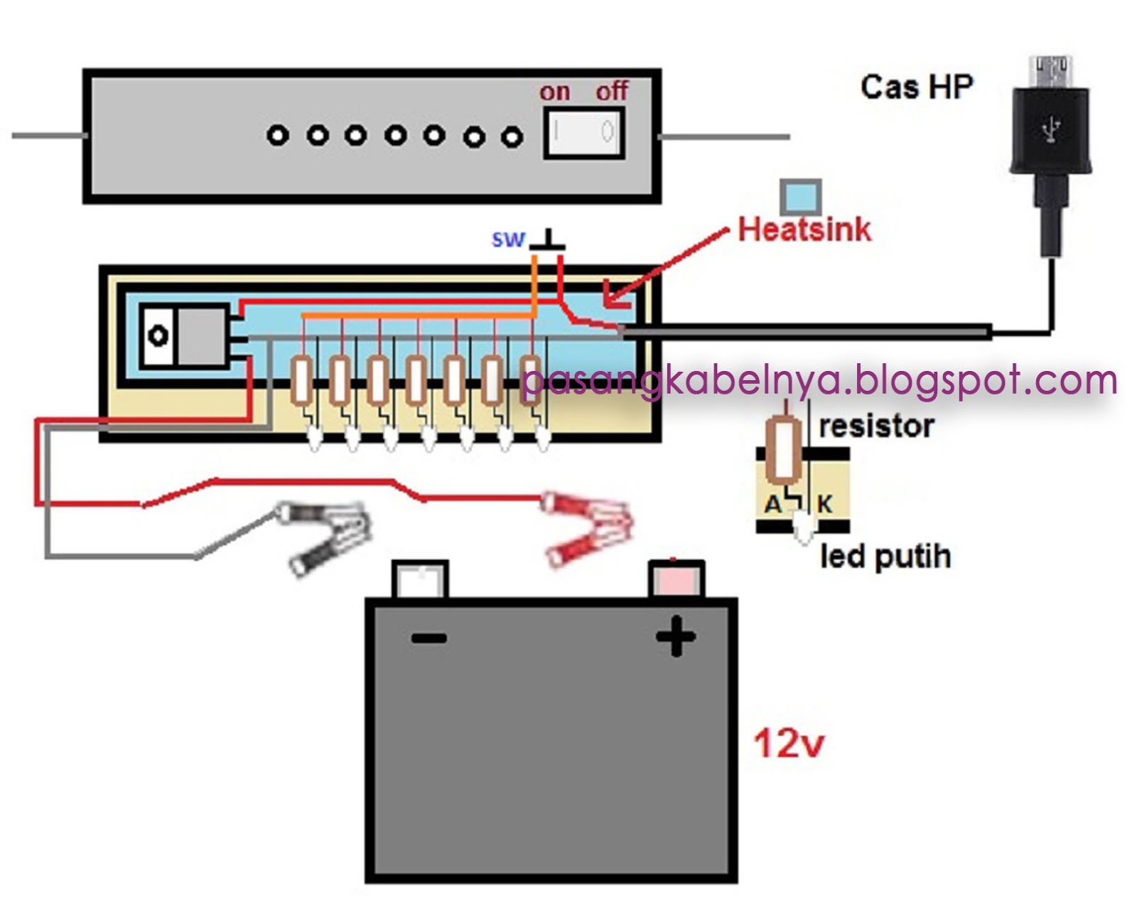 Membuat Cas HP Dan Lampu Emergency Dengan Pipa Paralon Pasang Kabel