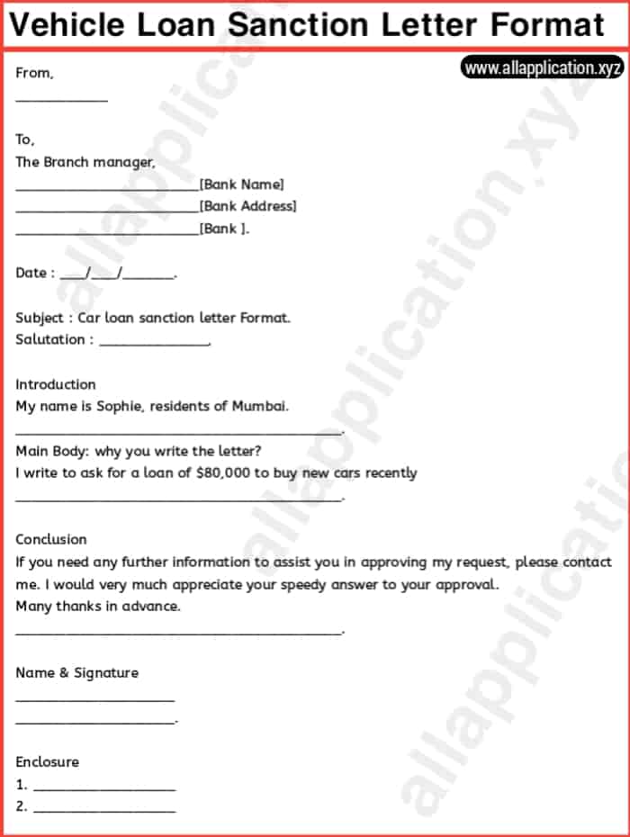 Vehicle Loan Sanction Letter Format (2+ FORMAT & SAMPLES).