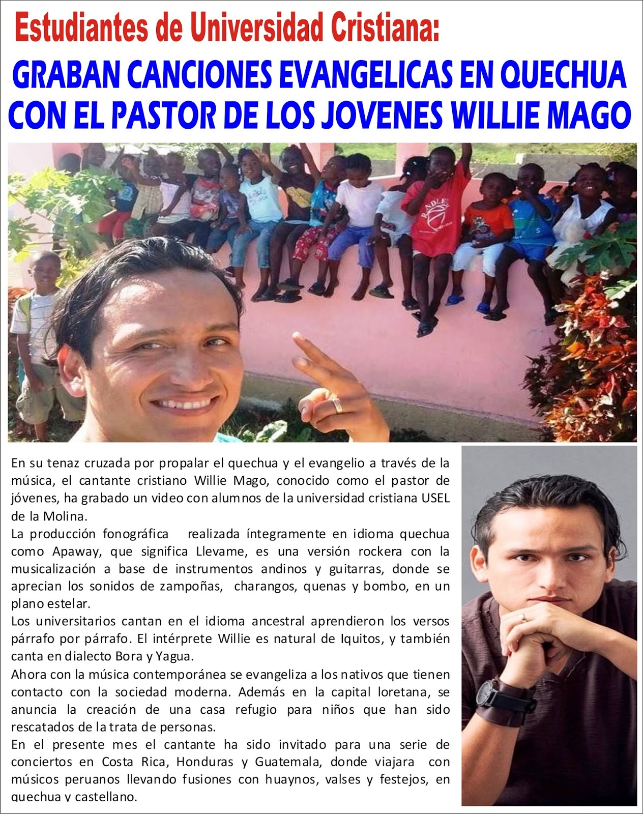 RADIO TAURO PERU Willie Mago graba Música Cristiana en Quechua