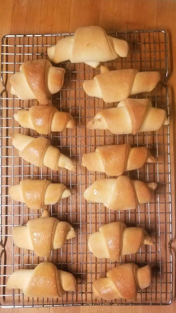 crescent rolls in wire rack