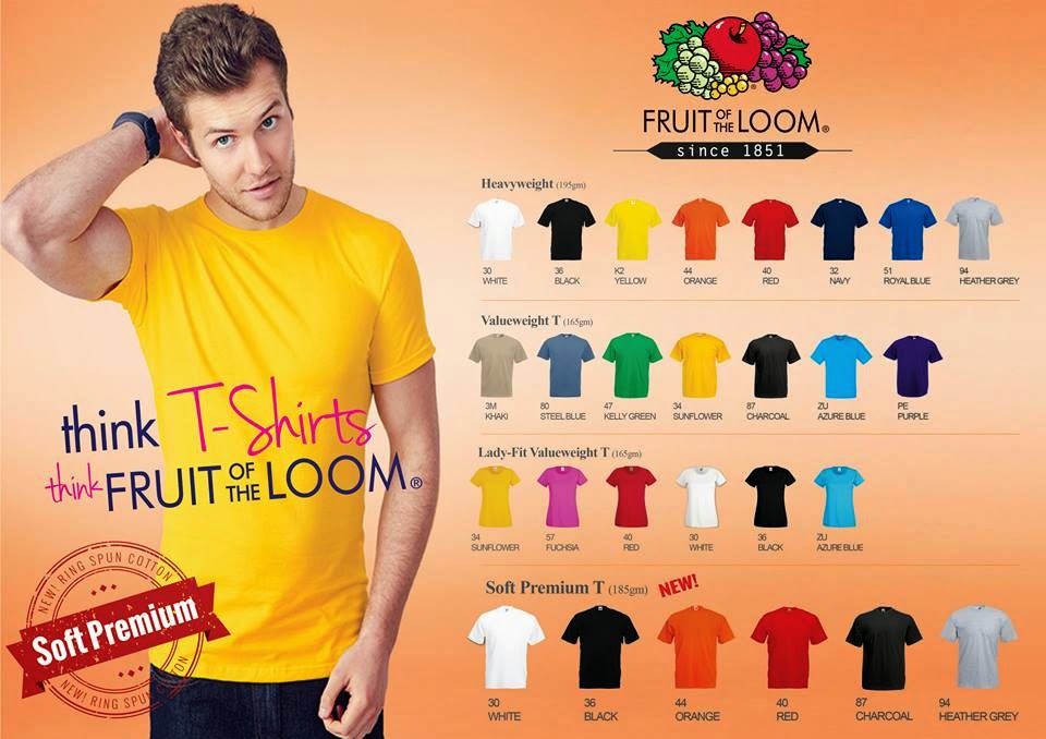 New Fruit of The Loom soft premium T 185gsm available now! 