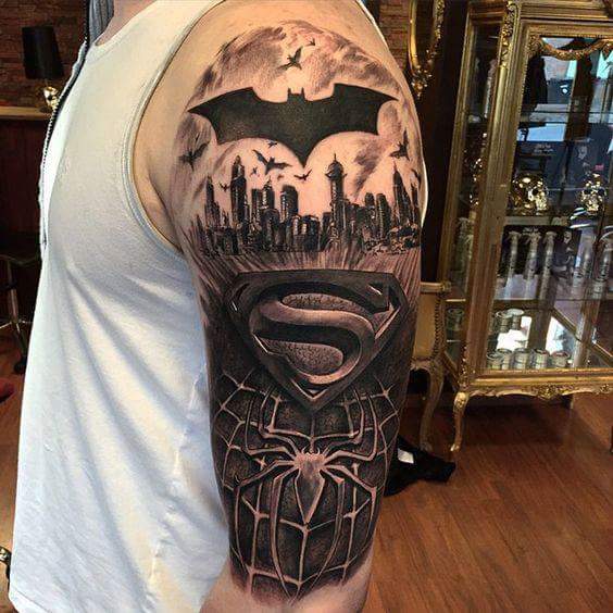 Tatuaje logos de Batman, Superman y Spiderman | Fotos de Tatuajes