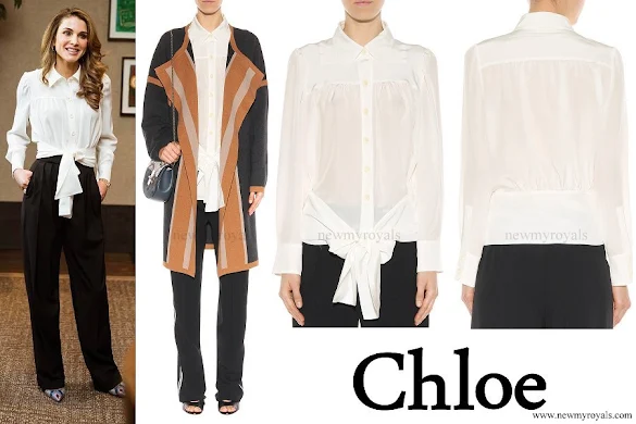 Queen Rania wore Chloé Cropped Silk Blouse