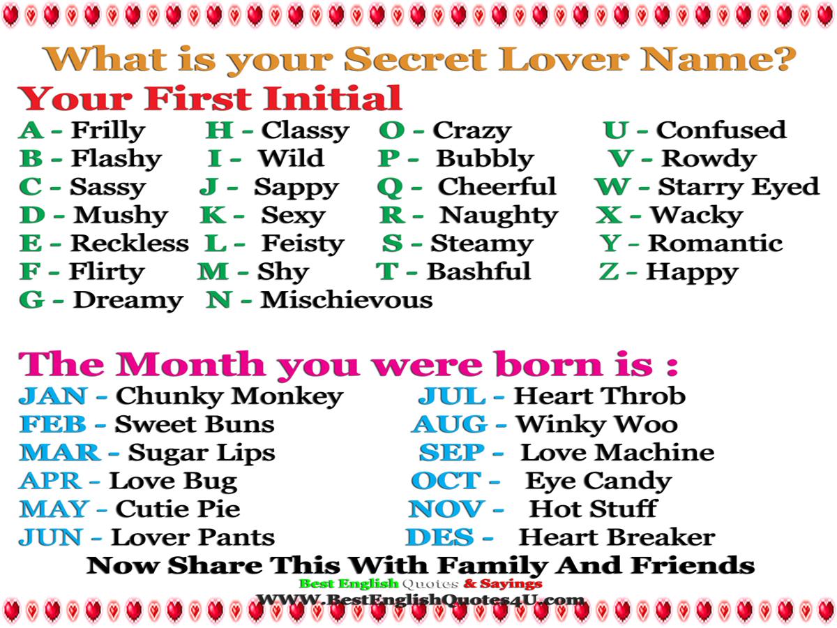 What is your Secret Lover Name?