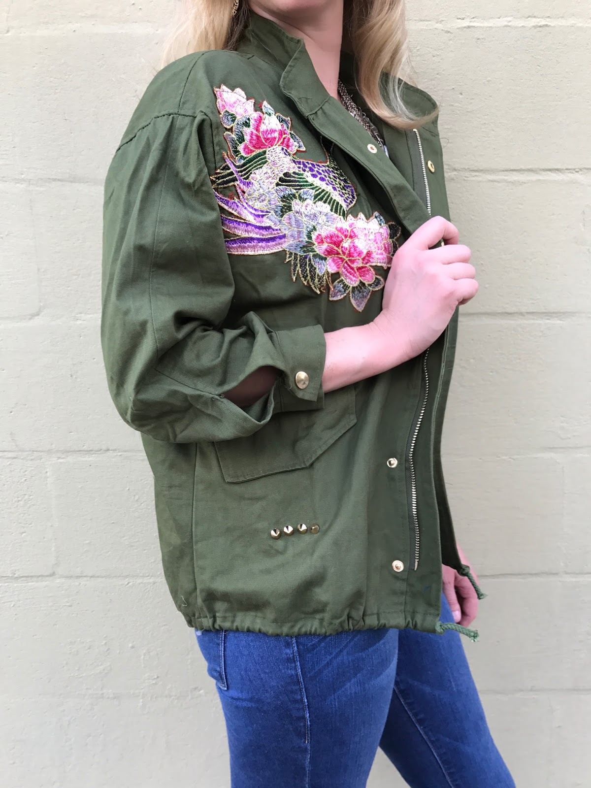 Embroidered utility deals jacket