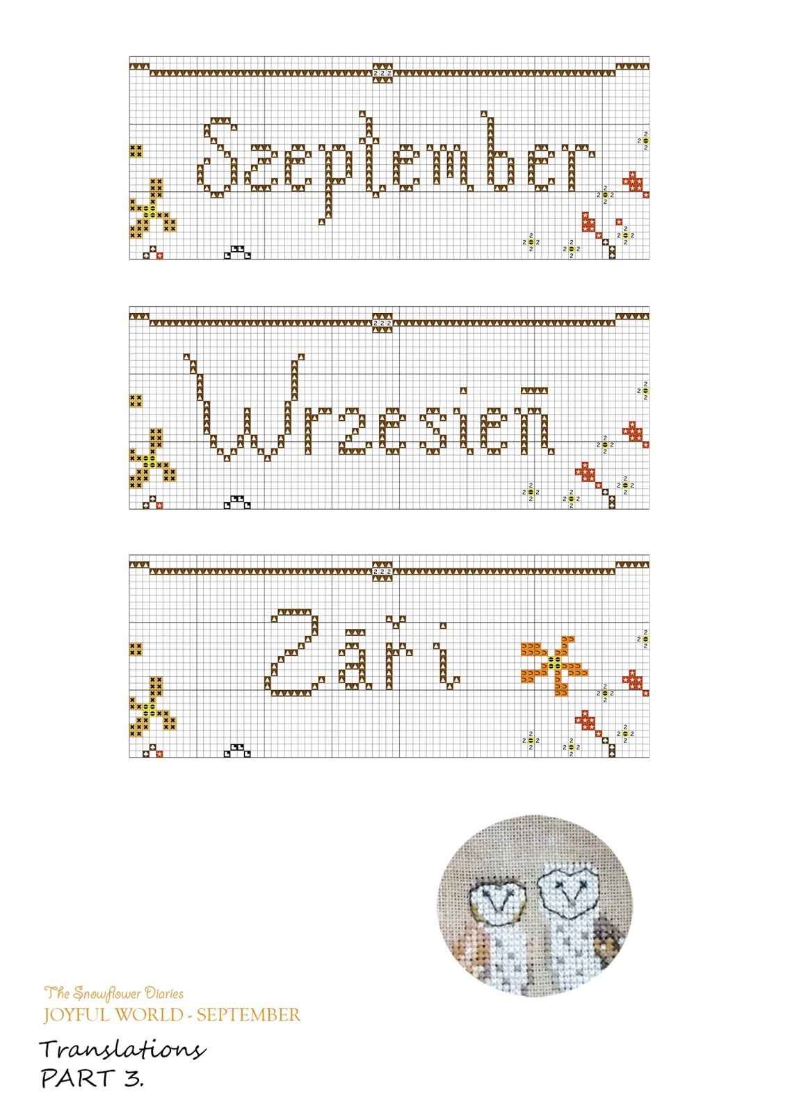 The Snowflower Diaries JOYFUL WORLD SEPTEMBER PATTERN