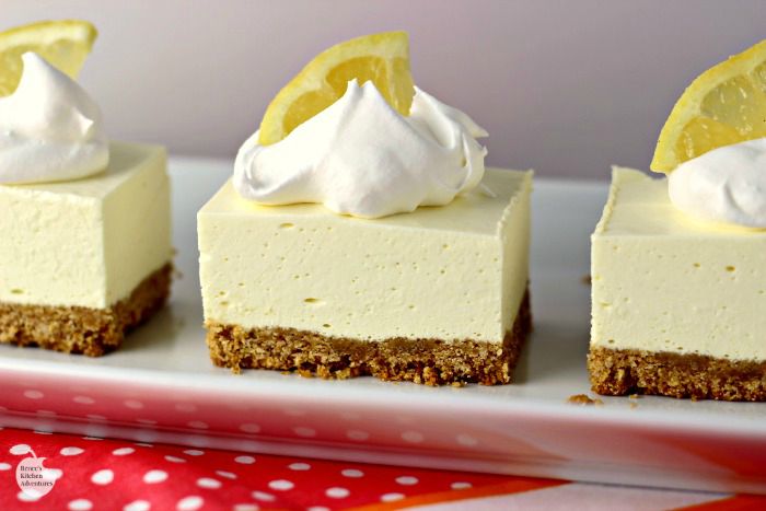 No Bake Lemon Cheesecake Squares | by Renee's Kitchen Adventures - NO BAKE easy dessert recipe that you NEED to make now! 
