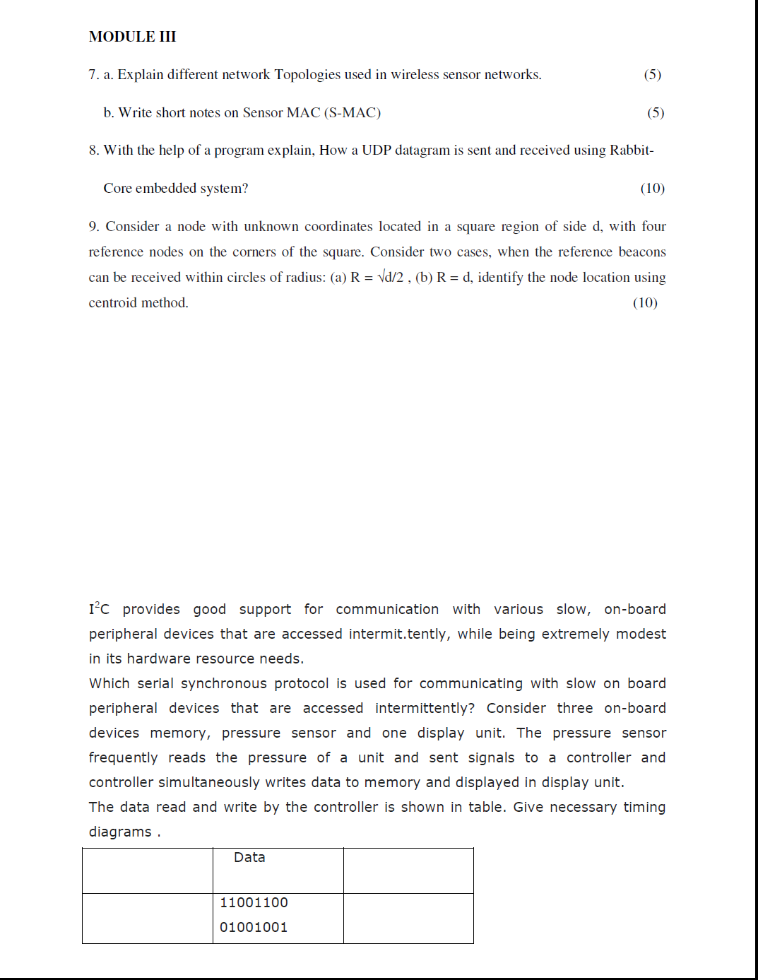 Kerala University M.Tech. Embedded Networking August 2014 Question Paper University Question