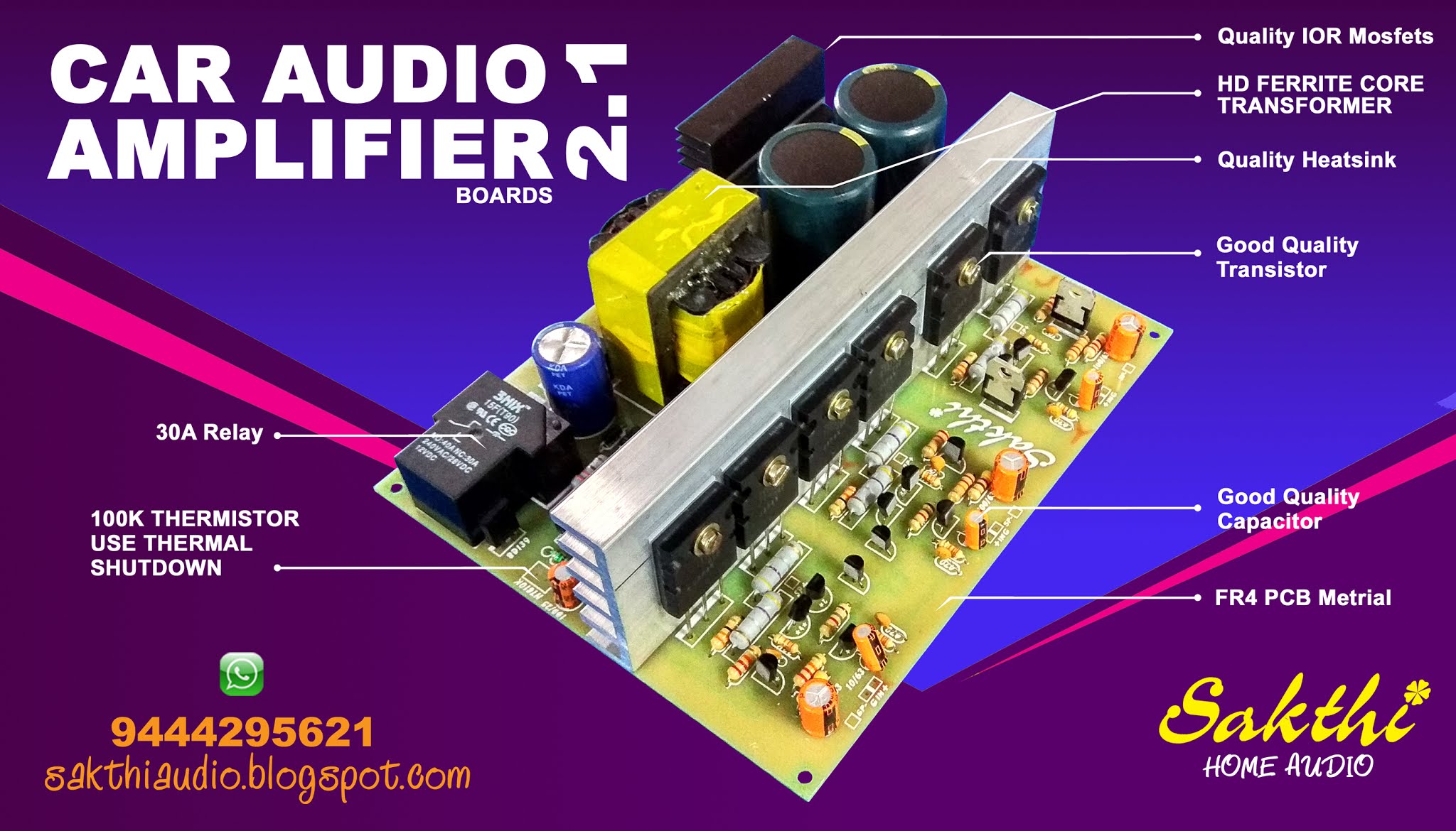 SAKTHI AUDIO CHENNAI SALEM 2.1 CAR AUDIO AMPLIFIERS BOARDS