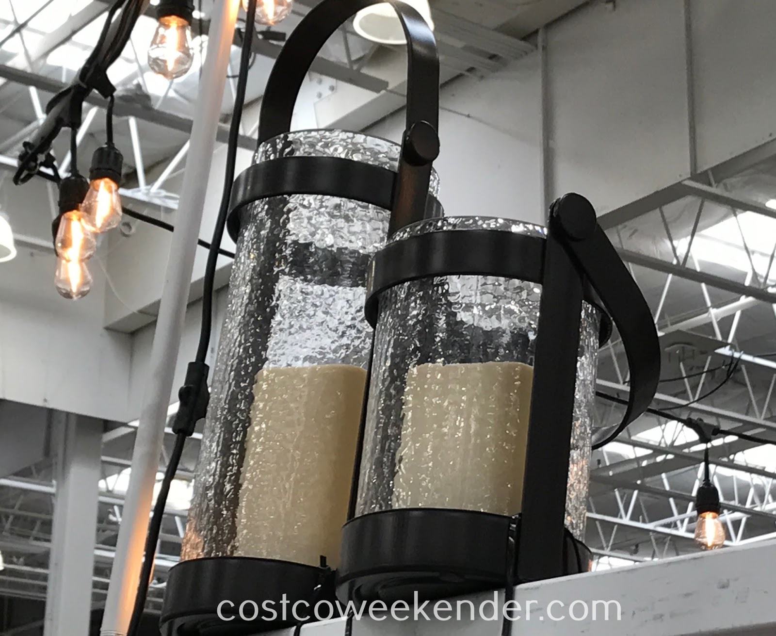 Inside Outside Garden Hurricane Lanterns with Battery Operated Candles