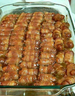 BACON WRAPPED SMOKIES WITH BROWN SUGAR AND BUTTER