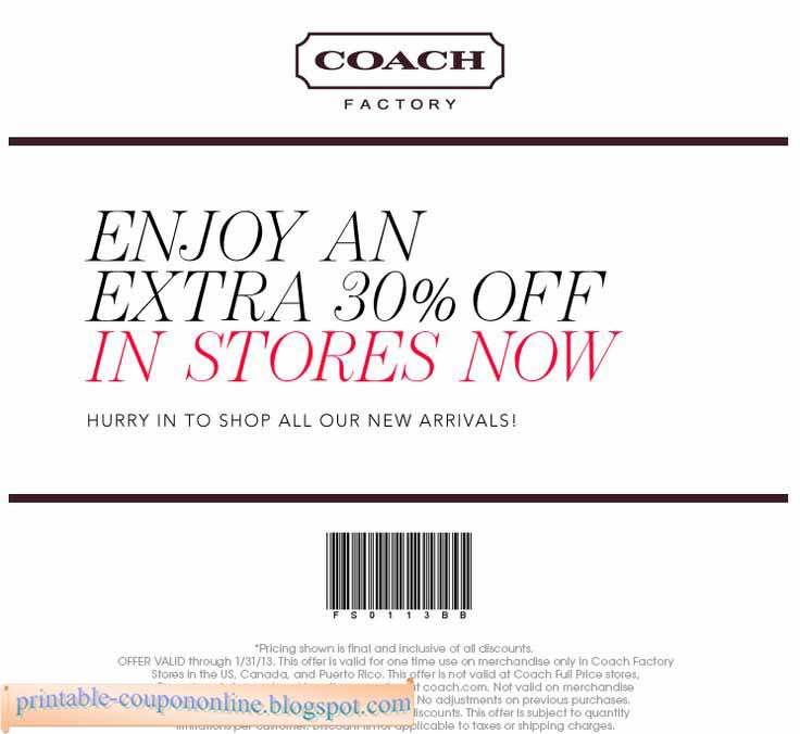 Printable Coupons 2018 Coach Coupons
