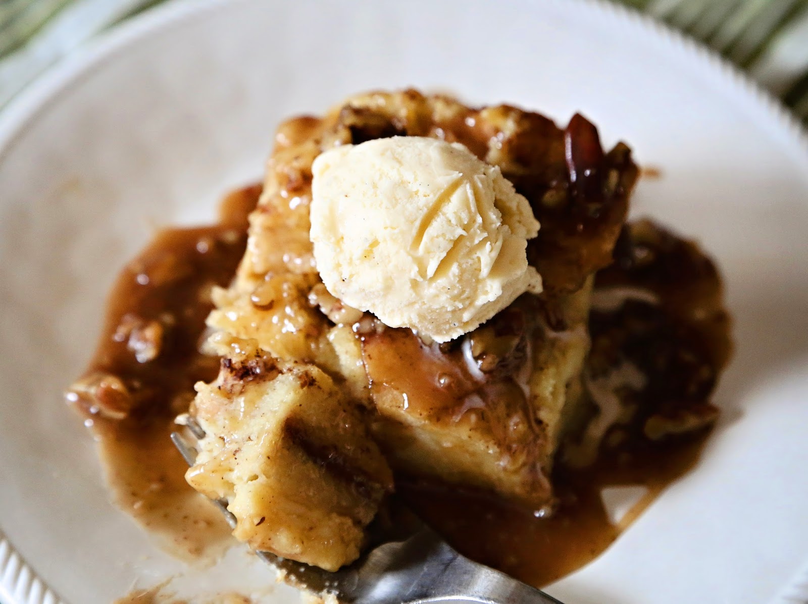 A Feathered Nest: Bread Pudding with Pecan Praline Sauce