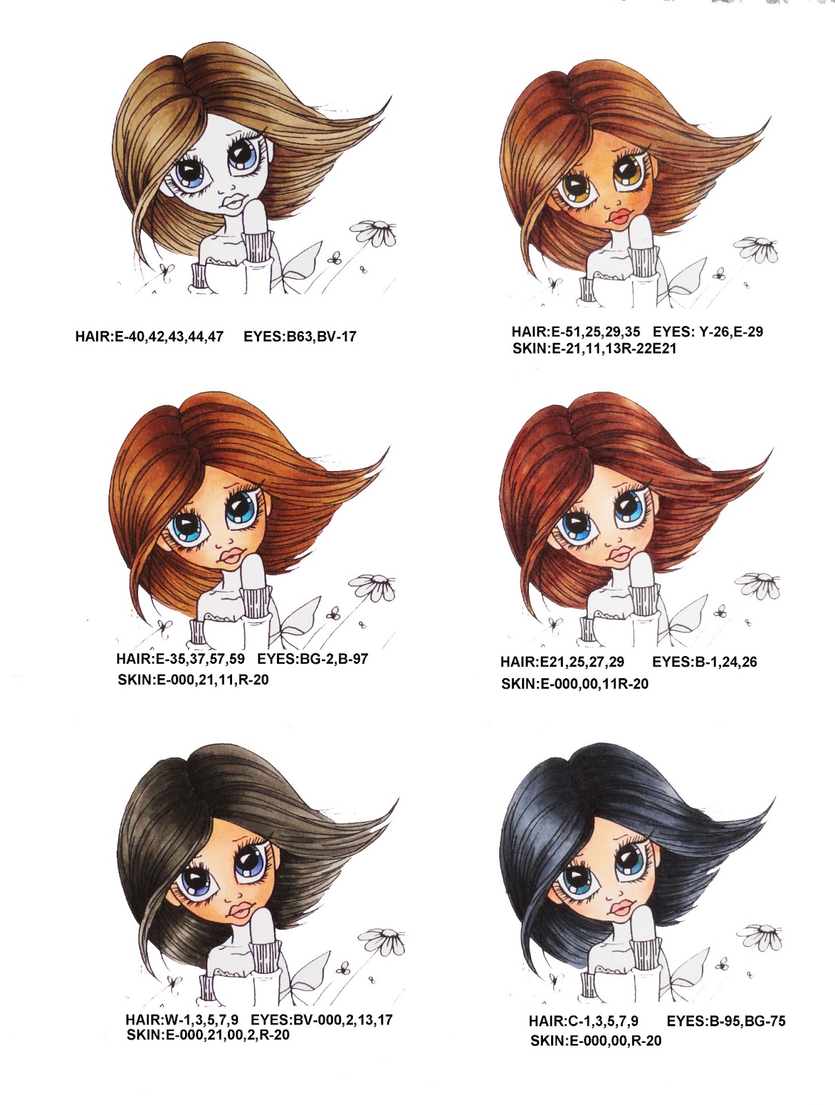 Sandi's Samples: Here are a few of the Copic marker hair and skin colors