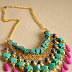 Multi color statement beads necklace
