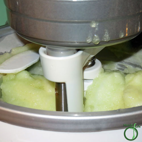 Morsels of Life - Honeydew Sorbet Step 4 - Freeze into sorbet with an ice cream maker.