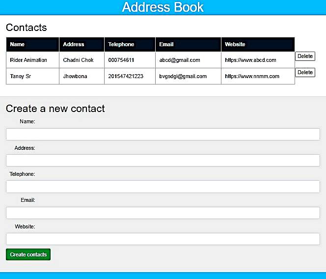 ADDRESS BOOK USING JAVASCRIPT BEGINNER