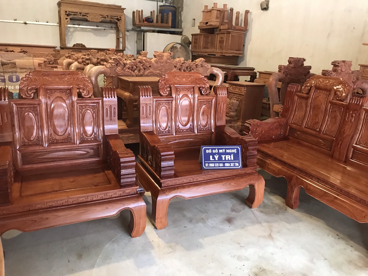 Bộ ghế Minh Quốc Voi tay đặc chân cong