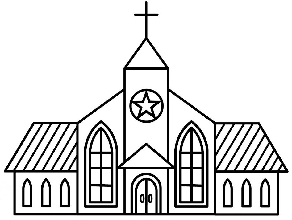 Desenhos para Pintar: Desenho de Igreja para Colorir