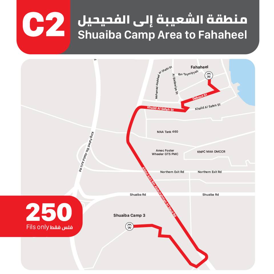 C2 Kuwait Bus Route CityBus Route C2 - Fahaheel to Shuaiba Camp Area 1