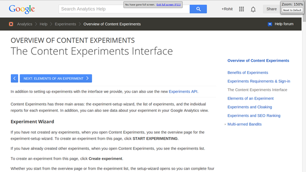 Google Content Experiments