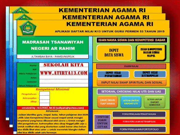 Master Aplikasi  Daftar Nilai Dan Raport Kurikulum 2013 Mts
