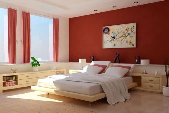 Master Bedroom Red Accent Wall