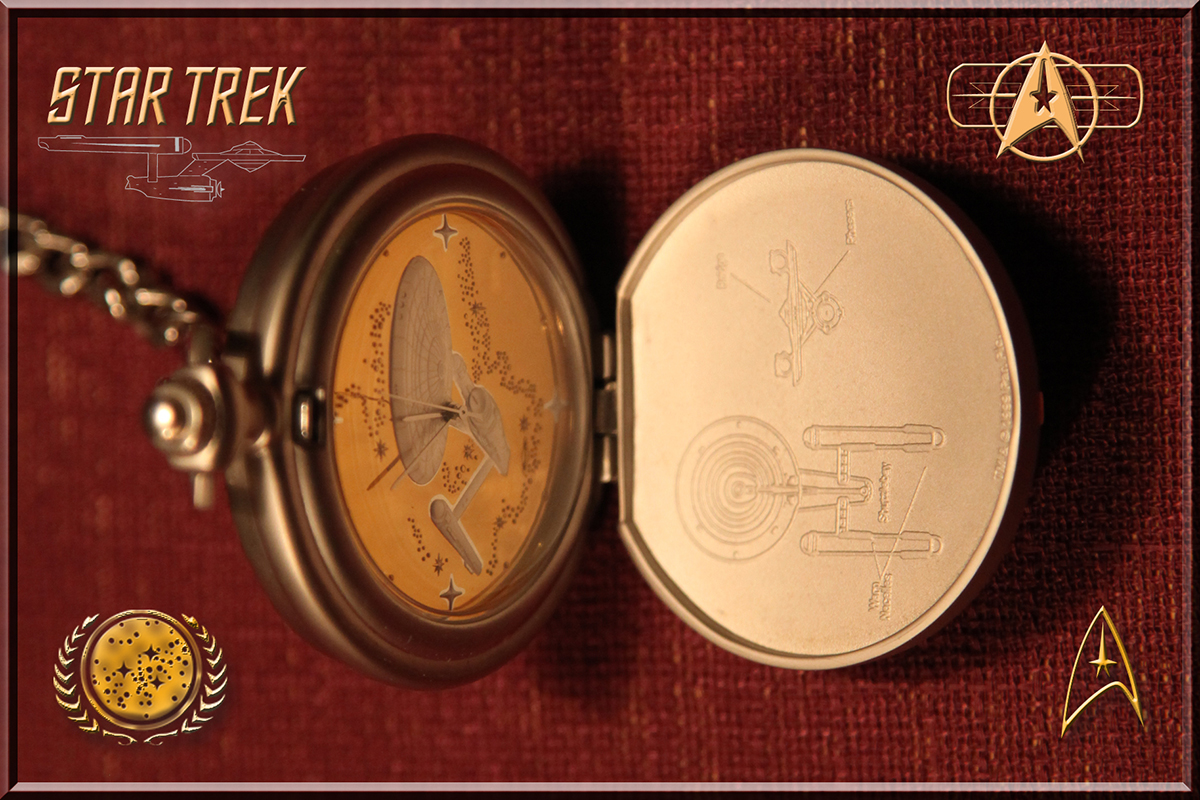 Star Trek TOS pocket watch (model "Franklin Mint"), inner plate with golden face