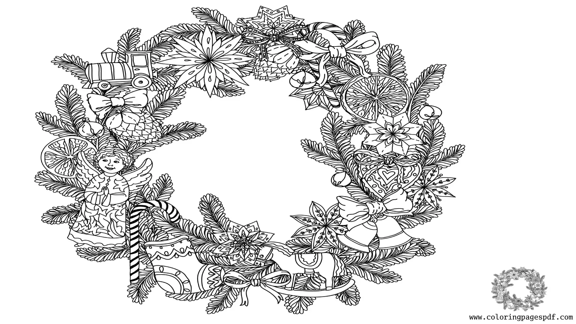Coloring Page Of A Christmas Wreath Mandala