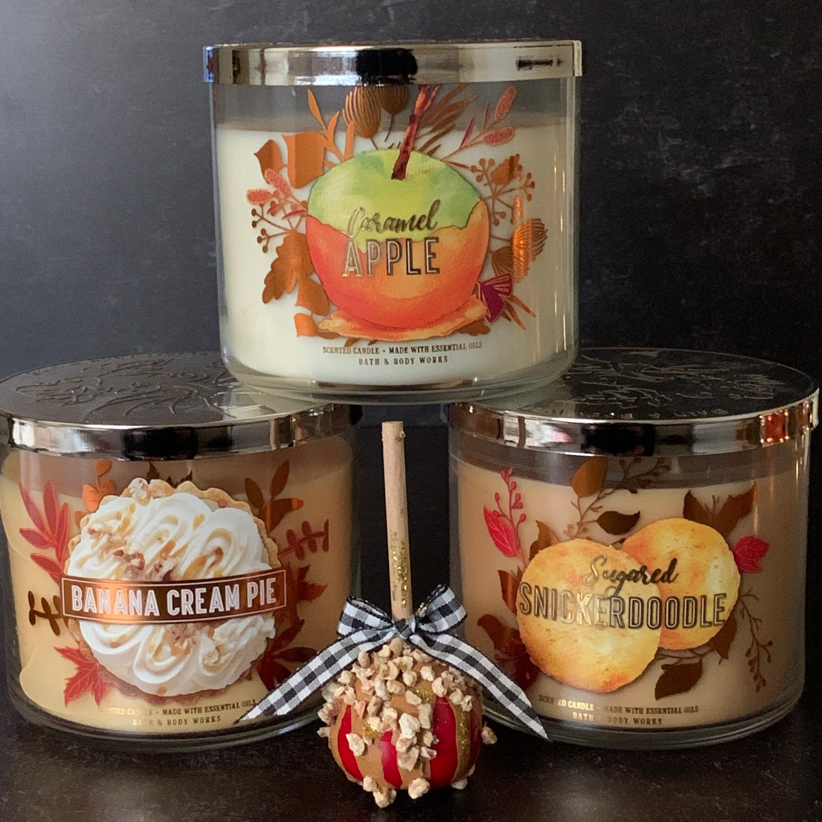 Bath and Body Works Caramel Apple, Banana Cream Pie and Snickerdoodle