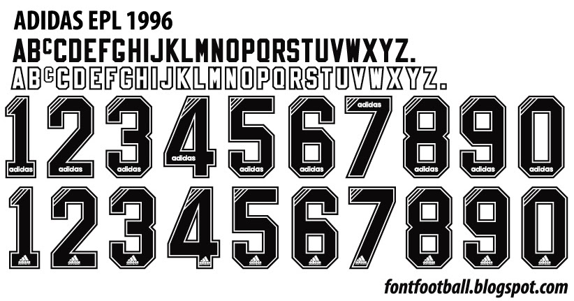 FONT FOOTBALL: Font Vector Adidas EPL 1996 kit