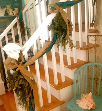 decorative rope on Christmas banister