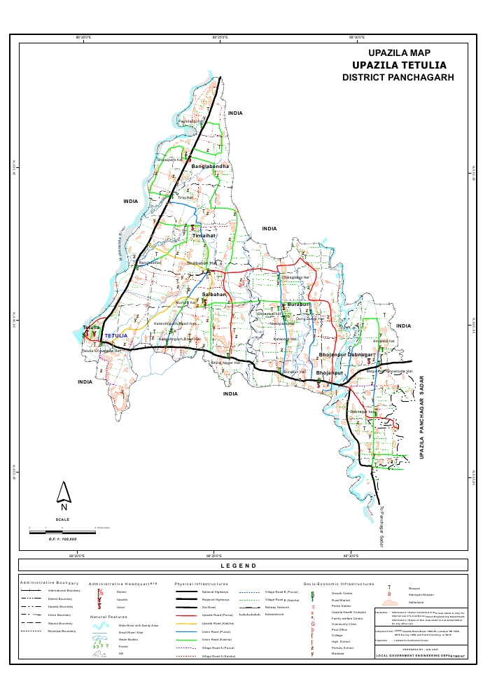 Tentulia Upazila Map Panchagarh  District Bangladesh