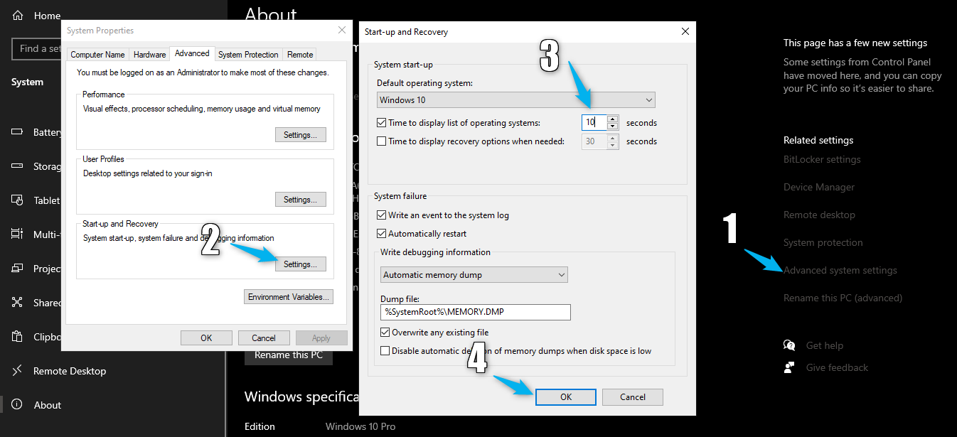 Advanced system setting