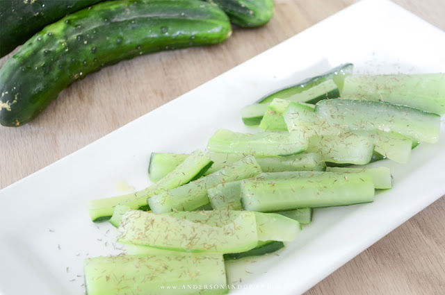 Long plate of sauteed cucumbers