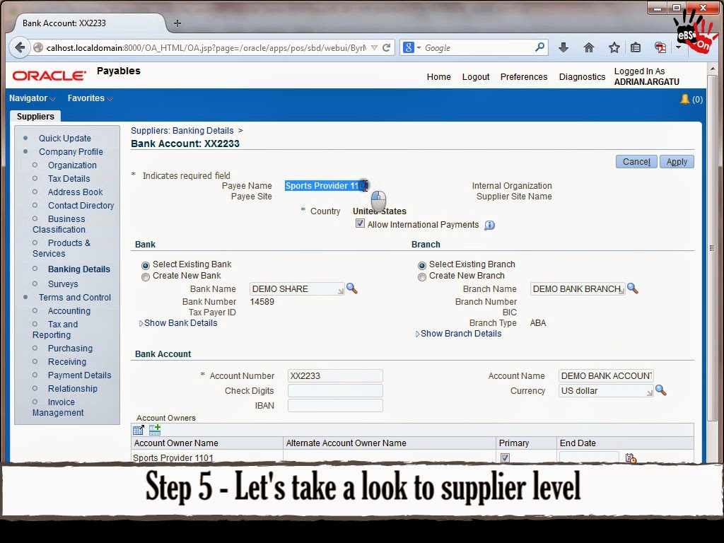 Oracle EBS Hands-on: How to Create Supplier Bank, Branch and Bank ...