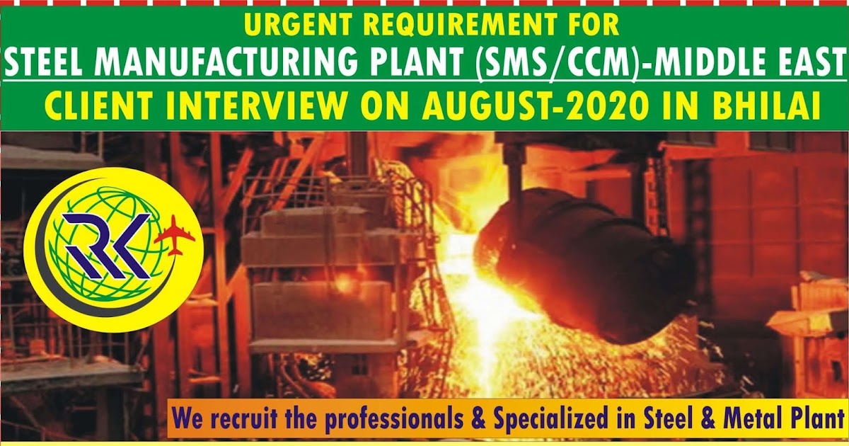 REQUIRED FOR A LEADING STEEL MANUFACTURING PLANT (SMS/CCM) MIDDLE