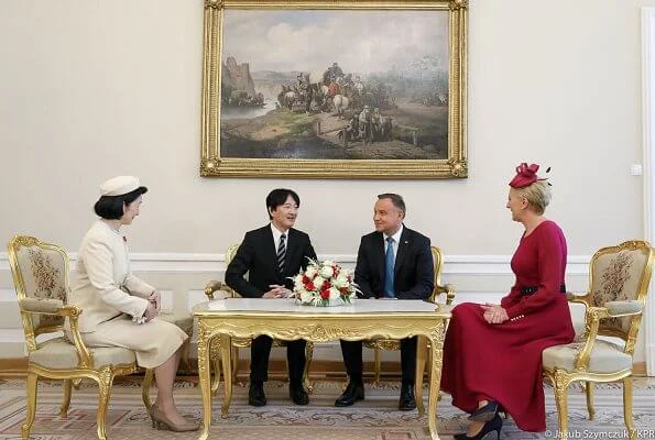 Predsident of Poland, Andrzej Duda and his wife, Agata Duda welcomed Crown Prince Fumihito and his wife Crown Princess Kiko