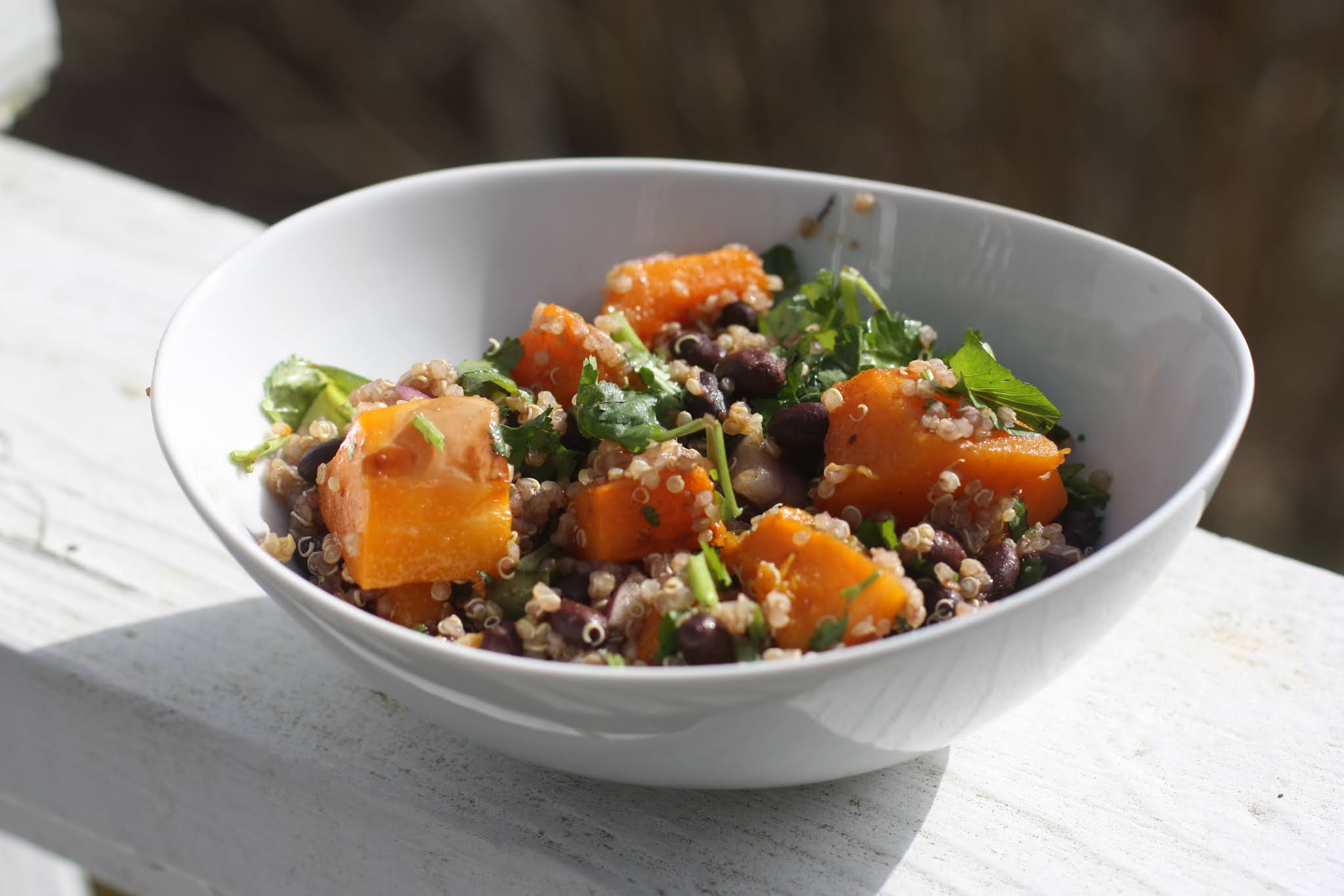 Chow and Chatter Butternut squash, black bean and quinoa salad