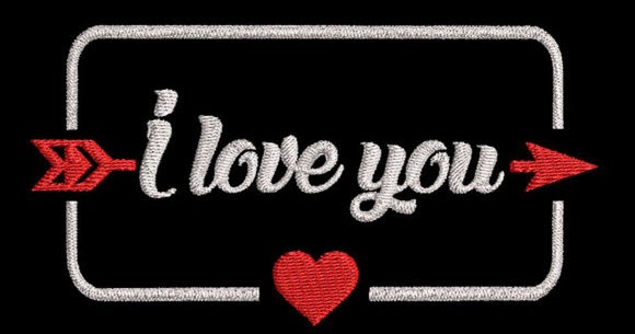 Download Free Words I Love You And A Heart In A Frame Embroidery Design PSD Mockup Template