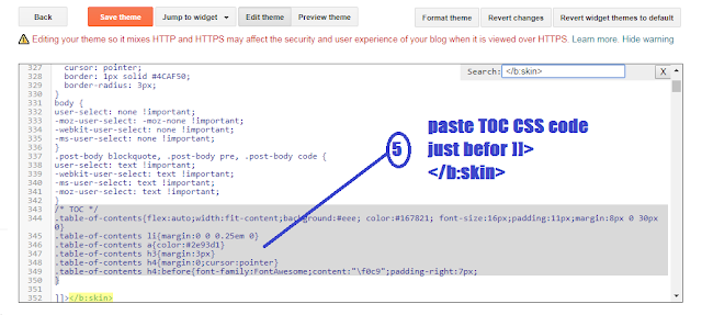 adding TOC to Blogger