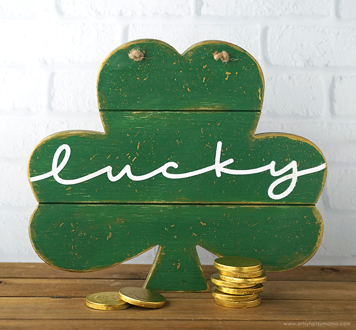 Lucky Shamrock Wood Sign with Free Cut File